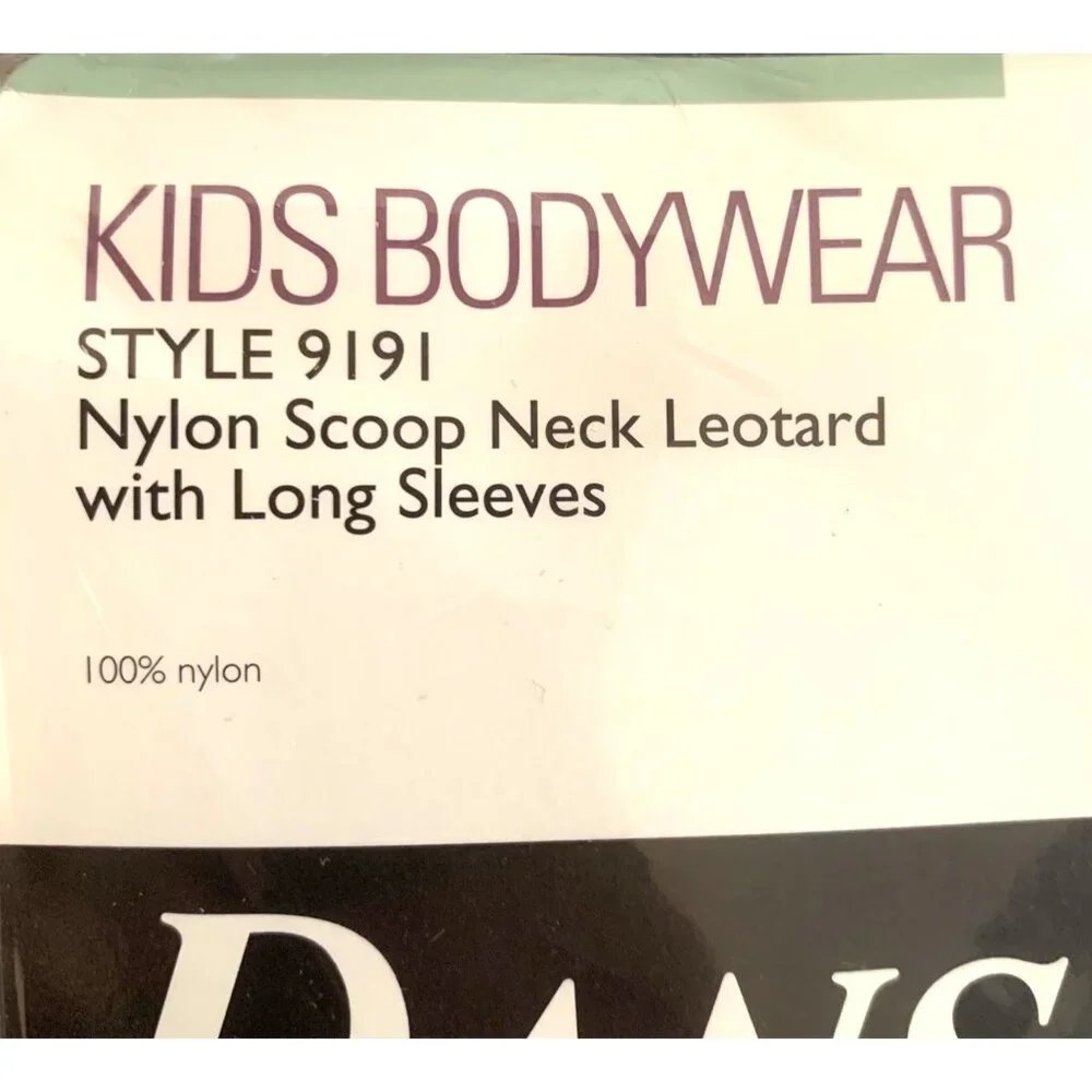 Kids Scoop Neck Long Sleeve Leotard Bodysuit Theatrical Pink Size L Class Stage